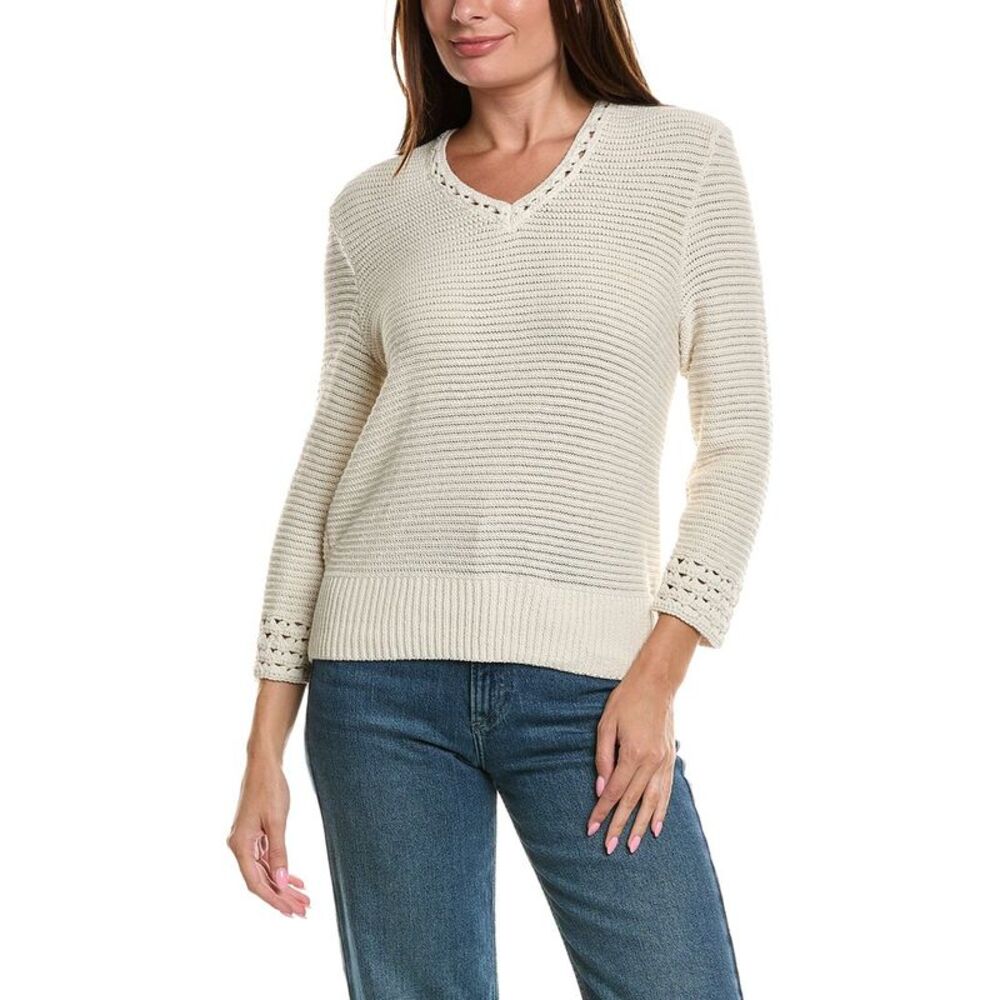 Nic+Zoe Womens  Edged Pop Stitch Sweater